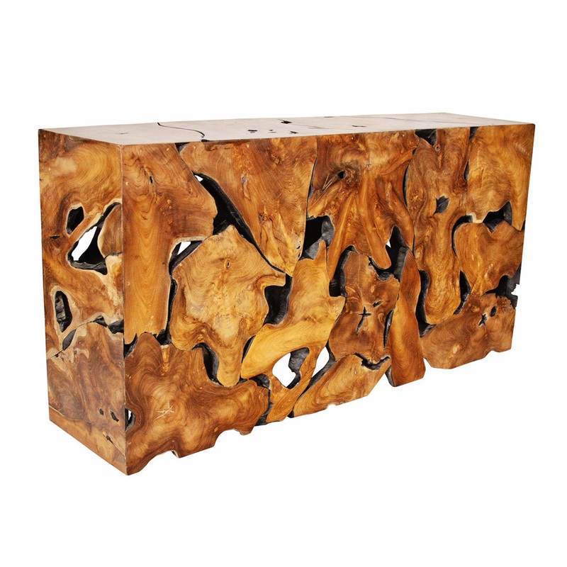 Teak Slice Console Table Ibolili