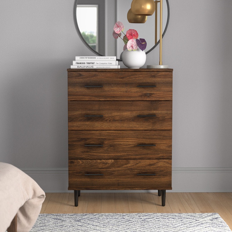 Cambi 4 Drawer 30″ W Chest Wade Logan Color: Dark Walnut/Dark Walnut
