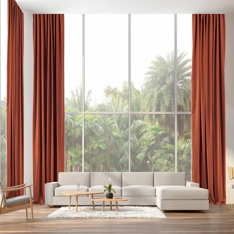 Extra wide x Extra Long Custom Made DecorativeSinglePanel Lilijan Home & Curtain Curtain Color: Burnt Orange Size per Panel: 100″ W x 240″ L