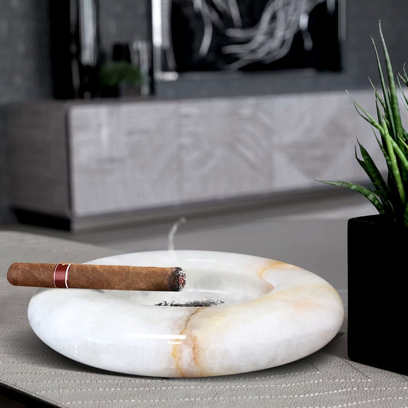 Timelessly Elegant 6-Inch Byrant Ashtray in Light Green and Off-White: A Touch of Sophistication for Your Living Space Wrought Studio