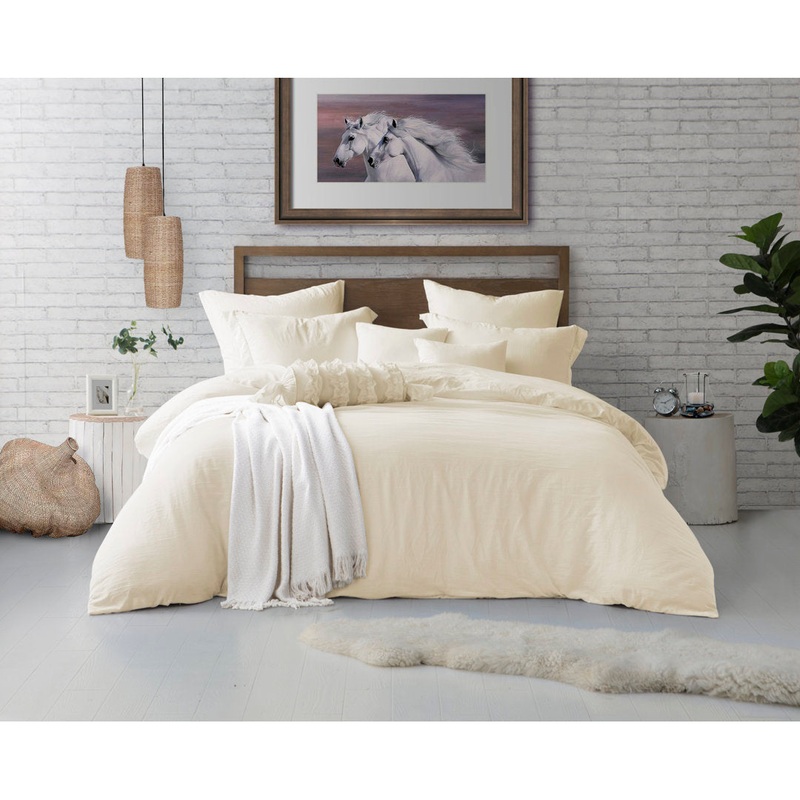 Super Soft Crinkle Washed Microfiber Duvet Cover Set Swift Home Color: Sweet Cream Size: Full/Queen Duvet Cover + 2 Pillowcases