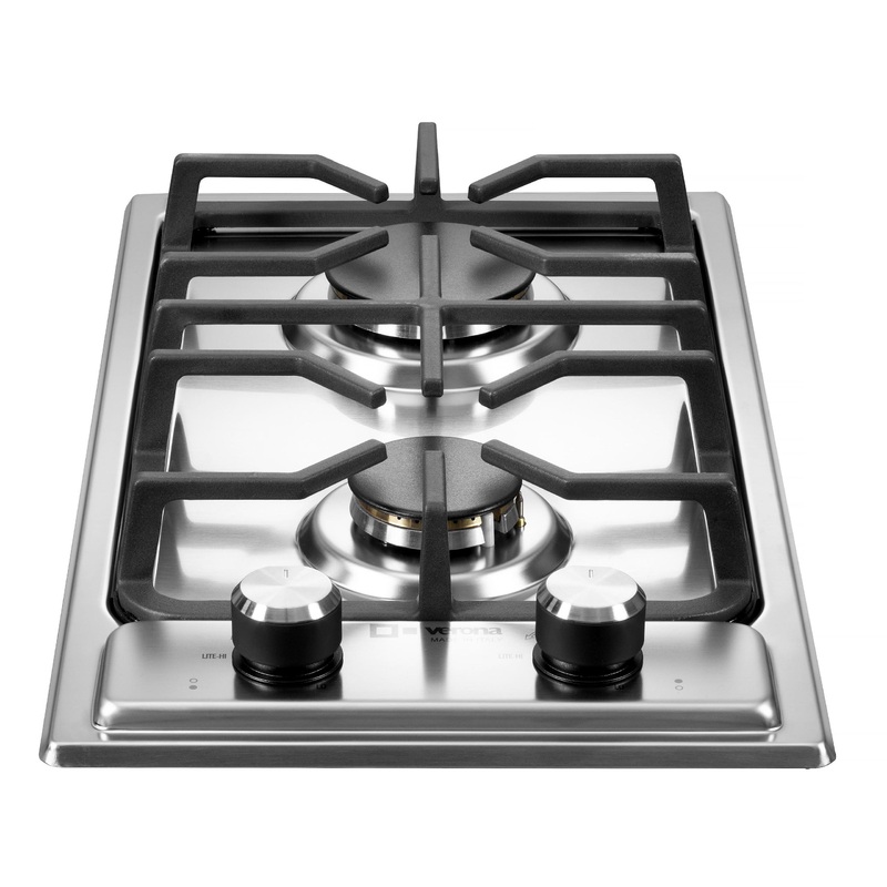 VDGCT212FSS Verona 12″ Designer Gas Cooktop – Brass Burners – SS