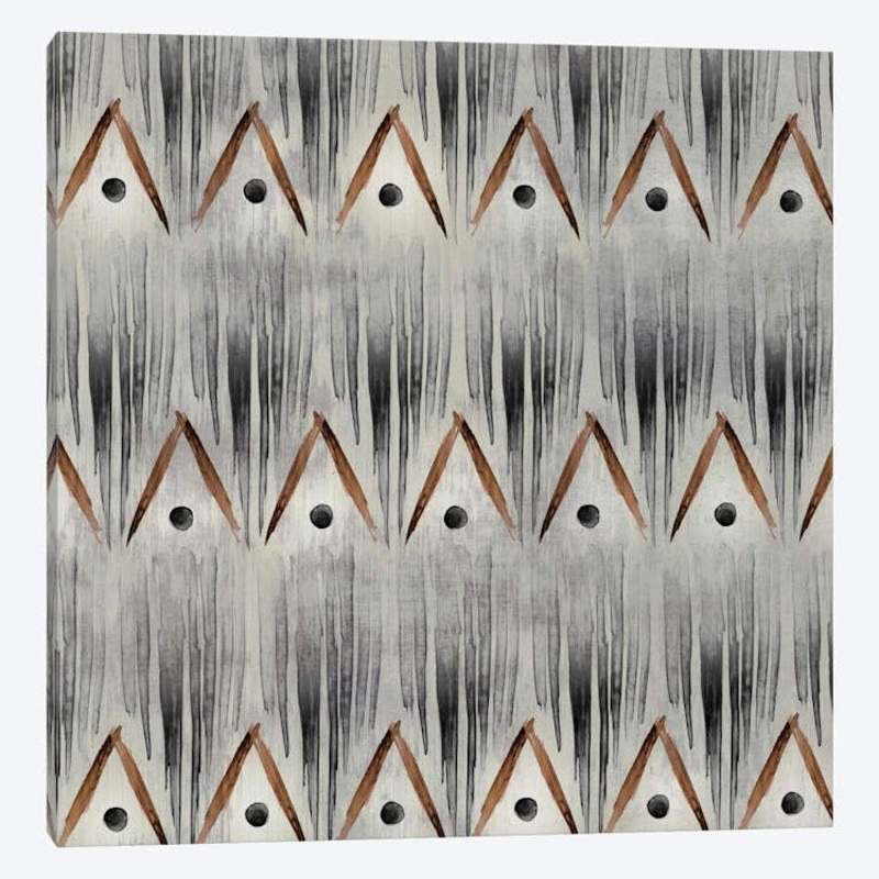 Grey Tribal Graphic Art Print on Canvas