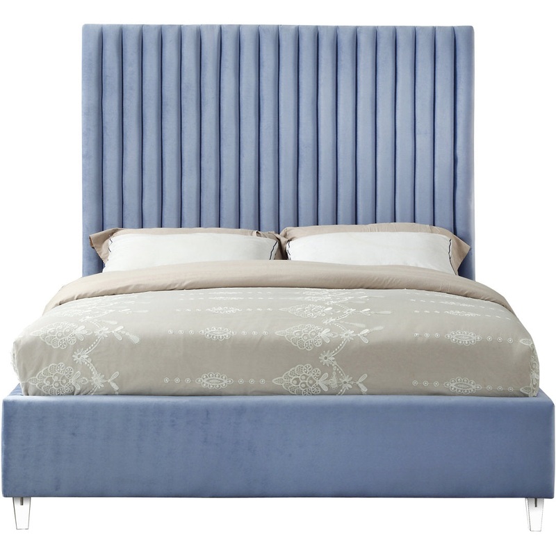 Upholstered Tufted Low Profile Platform Bed Everly Quinn Color: Sky Blue Size: Full