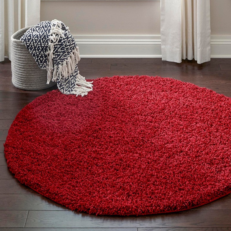 Angeline Cherry Red Area Rug Ebern Designs Rug Size: Round 7’1″