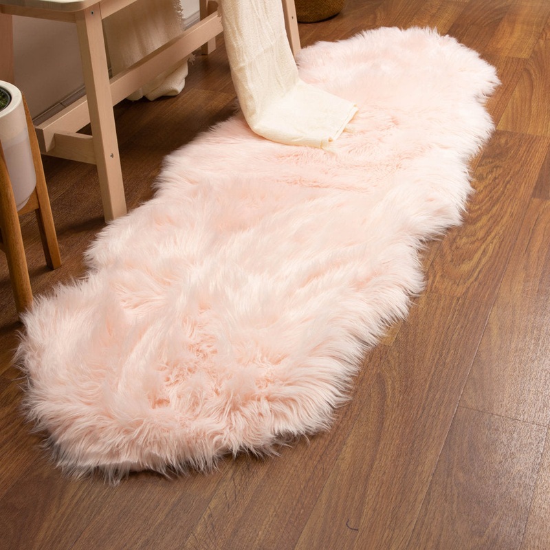 Diller Soft Pink Faux Sheepskin Fur Machine Washable Shag Fluffy Area Rug Willa Arlo Interiors Rug Size: Runner 2′ x 6′
