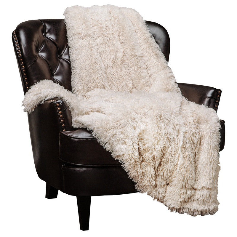 Shaggy Shaggy Super Elegent Sherpa Long Fur Throw Chanasya Color: Creme Size: 90″ W x 108″ L