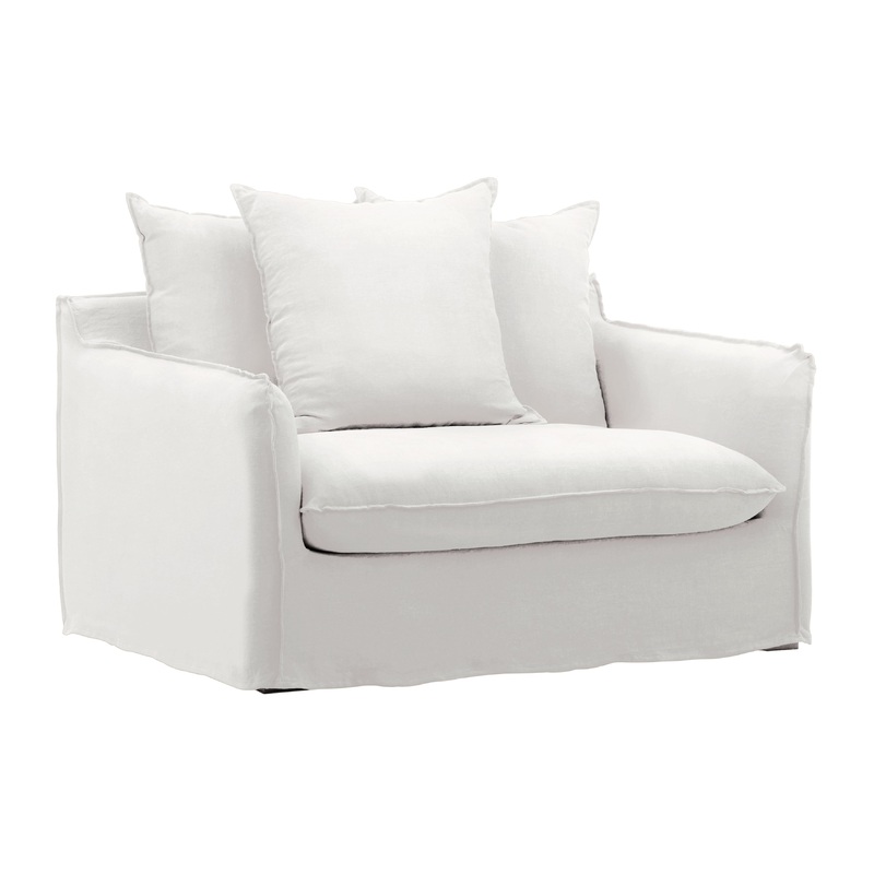Breezy Linen Lounger Slipcover – Classic White