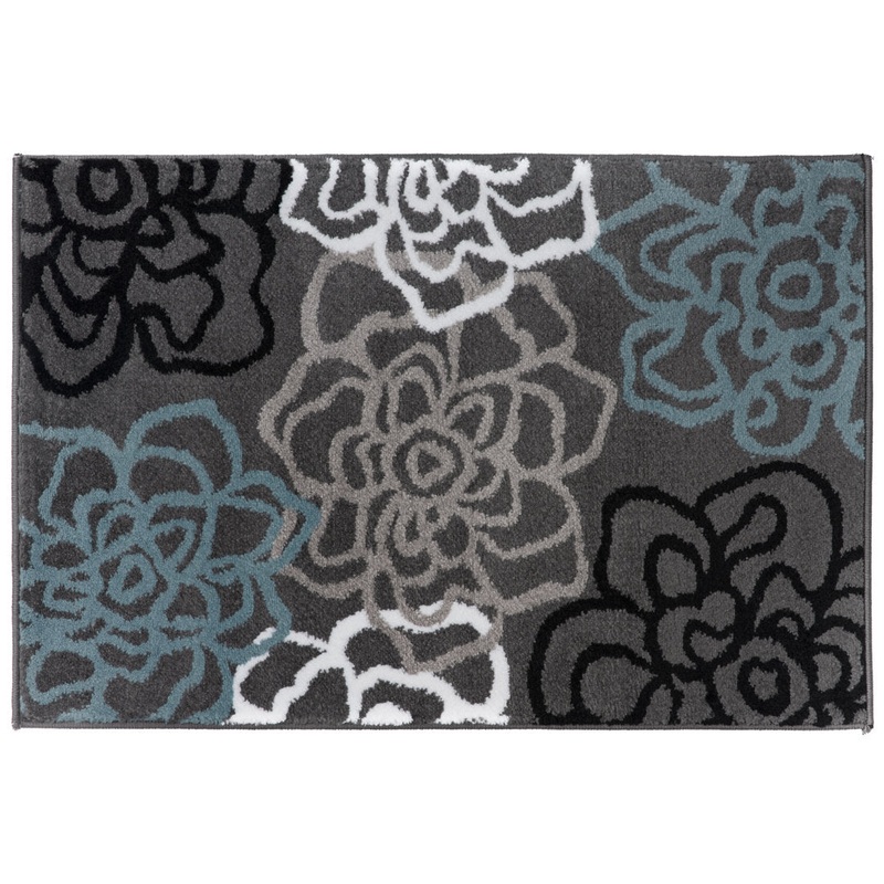 Carius Performance Floral Gray/Blue/Black/White Area Rug Winston Porter Rug Size: Rectangle 9′ x 12′