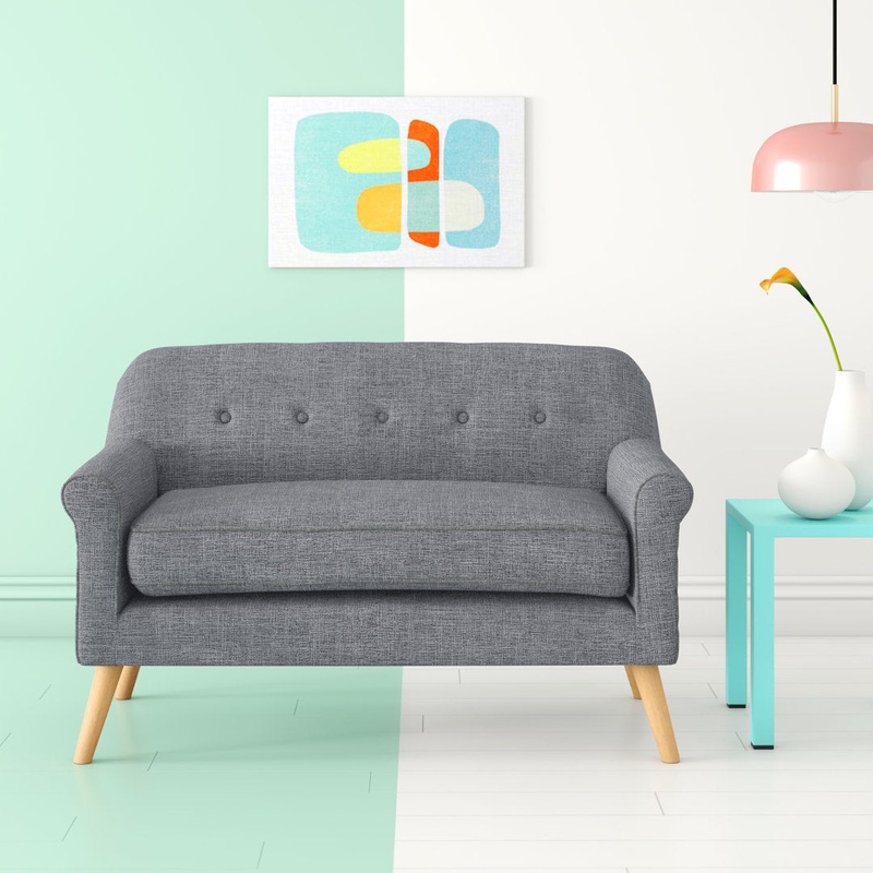 Deby 49.75″ Flared Arm Loveseat George Oliver Upholstery Color: Gray Polyester