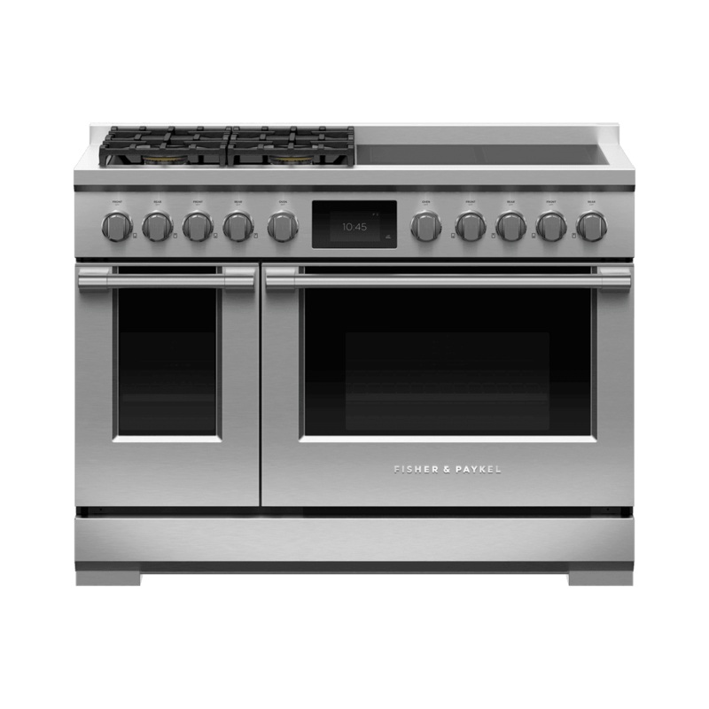 Fisher & Paykel RHV3484L Dual Fuel Range, 48″, 4 Burners, 4 Induction Zones, Self-Cleaning, Lpg