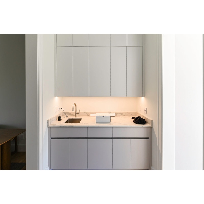 Modern White Butler’s Pantry with Sink and Quartz Countertops