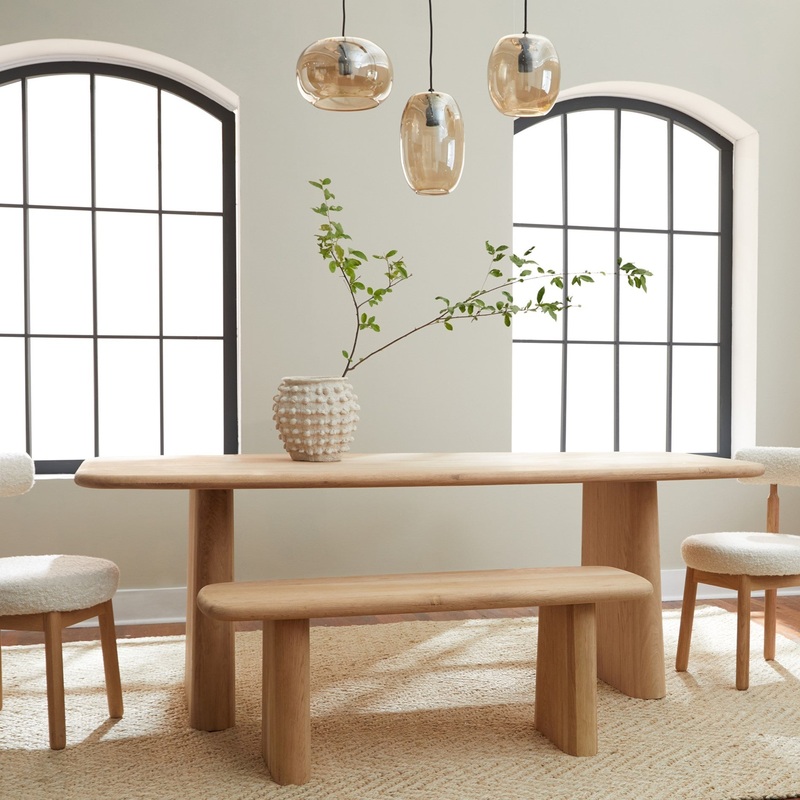 Nature-Inspired Solid White Oak Contour Bench