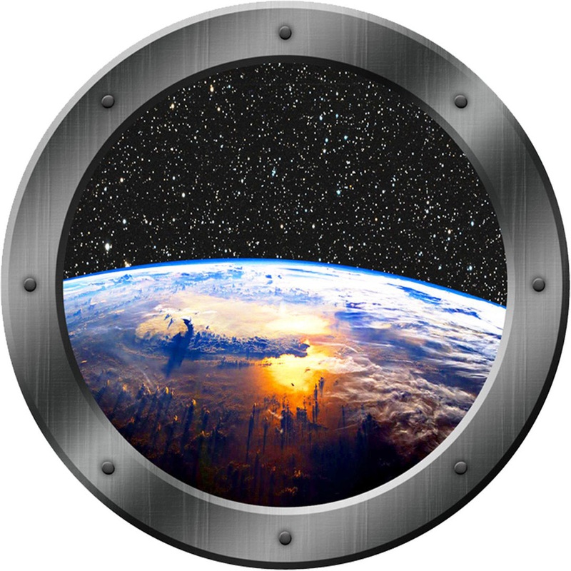 Stclair Planet Earth Space Window Porthole Framed Wall Decal Zoomie Kids Size: 14″ H x 14″ W