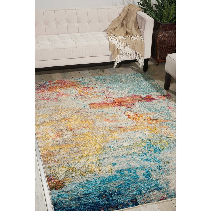 Adrihana Abstract Blue/Yellow Area Rug Williston Forge Rug Size: Rectangle 6’7″ x 9’7″