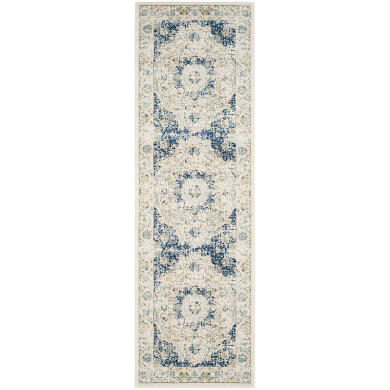Annette Oriental Ivory/Blue Area Rug Langley Street Rug Size: Runner 2’2″ x 9′