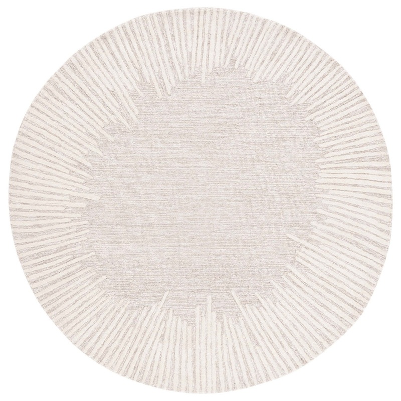Antonyio Abstract Handmade Tufted Area Rug in Natural/Ivory Wade Logan Rug Size: Round 6′