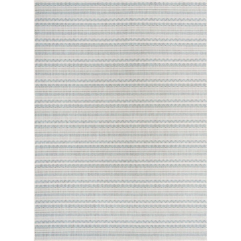Hewitt Striped Teal Indoor / Outdoor Area Rug Steelside Rug Size: Rectangle 7’10” x 11′