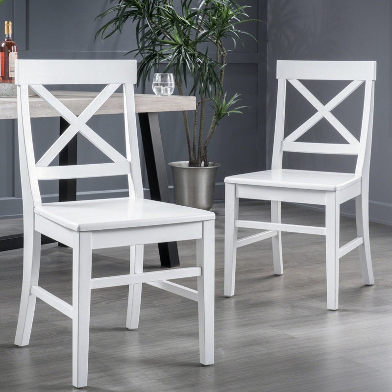 Hitz Solid Wood Cross Back Side Chair (Set of 2) Charlton Home Color: White