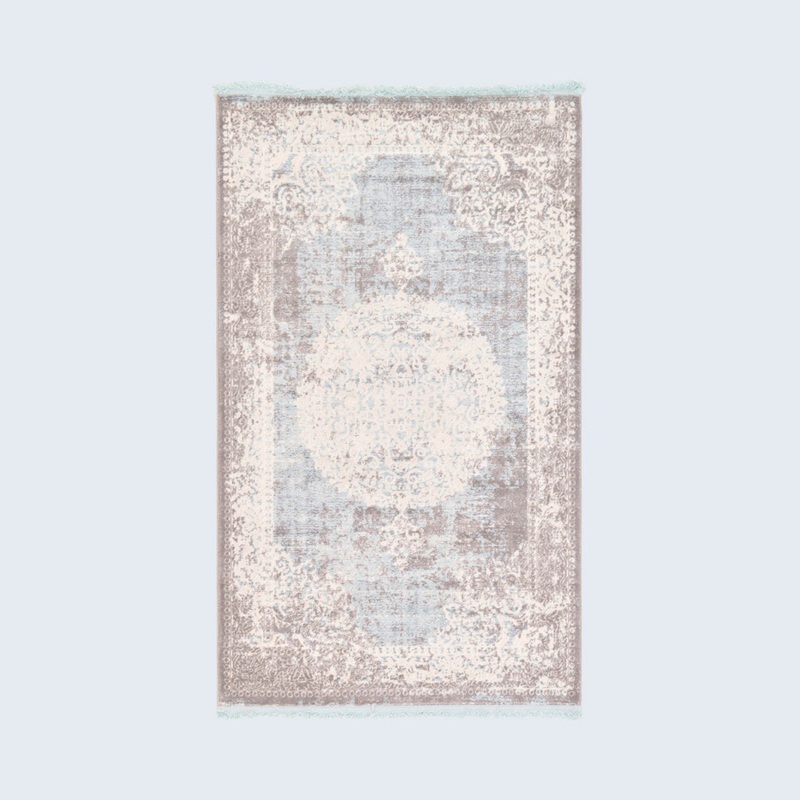 Teadora Gray/Light Blue/Ivory Area Rug Bungalow Rose Rug Size: Rectangle 3’3″ x 5’3″