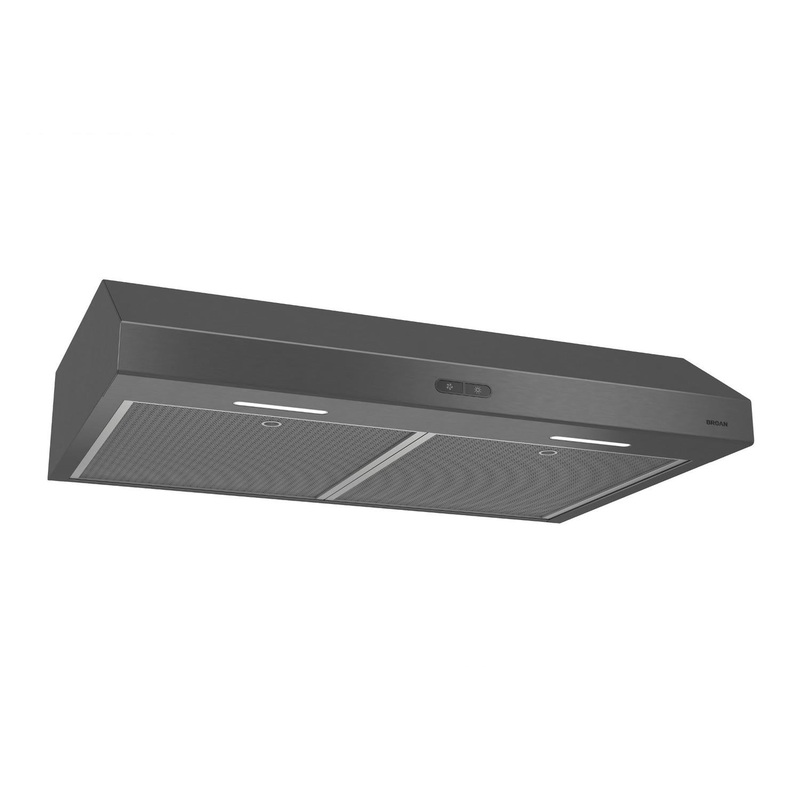 BCDF130BLS Broan Glacier 30-Inch Convertible Under-Cabinet Range Hood, 375 Max Blower CFM, Black Stainless Steel
