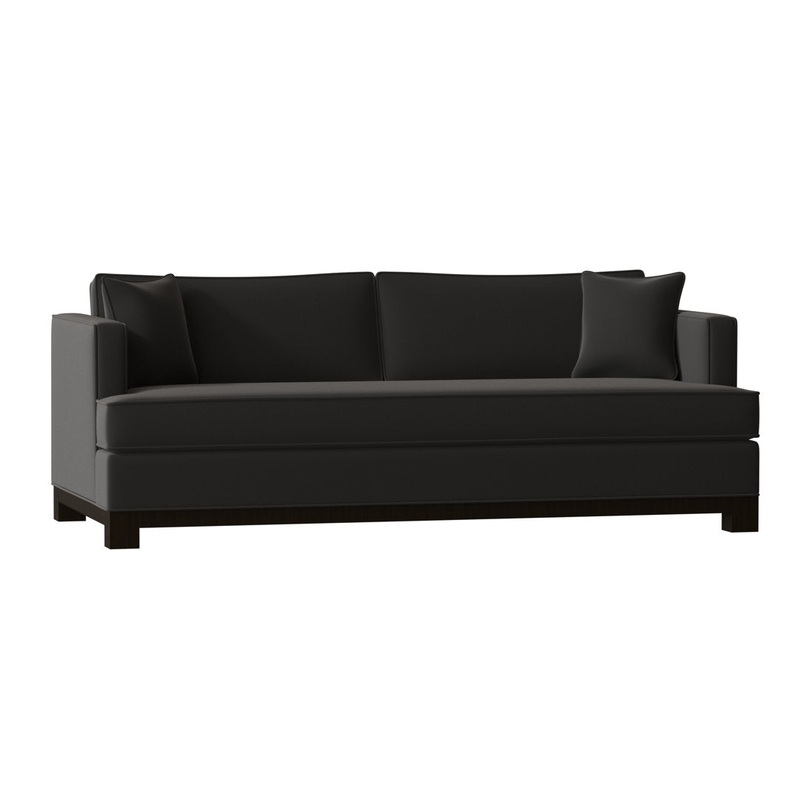 Cassidy Recessed Arm Sofa with Reversible Cushions Poshbin Leg Color: Dark Brown Size: 95 Inches Body Fabric: James Seasalt