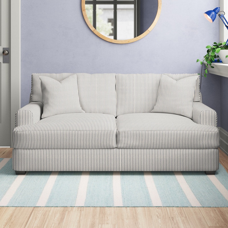 Emilio 65″ Recessed Arm Loveseat With Reversible Cushions Wayfair Custom Upholstery Fabric: Davis Fog Performance Boucl