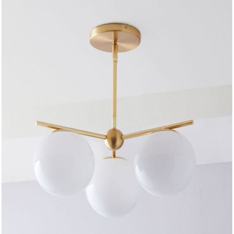 Sphere Stem 3 Light Chandelier Milk
