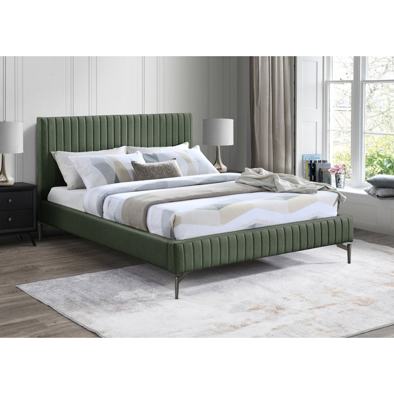 Kirstan Upholstered Bed Wrought Studio Color: Green Size: King