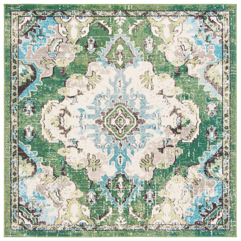 Shanna Oriental Green Area Rug Mistana Rug Size: Square 5′