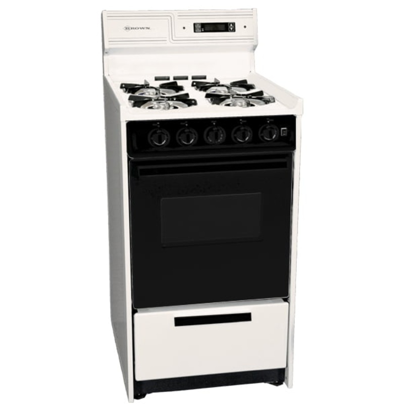 Summit SNM1307CDK Deluxe Bisque Gas Range In Slim 20″ Width With Electronic Ignition, Digital Clock/Timer, Black See-Through Glass Oven Door And Light; Replaces Stm1303Dk