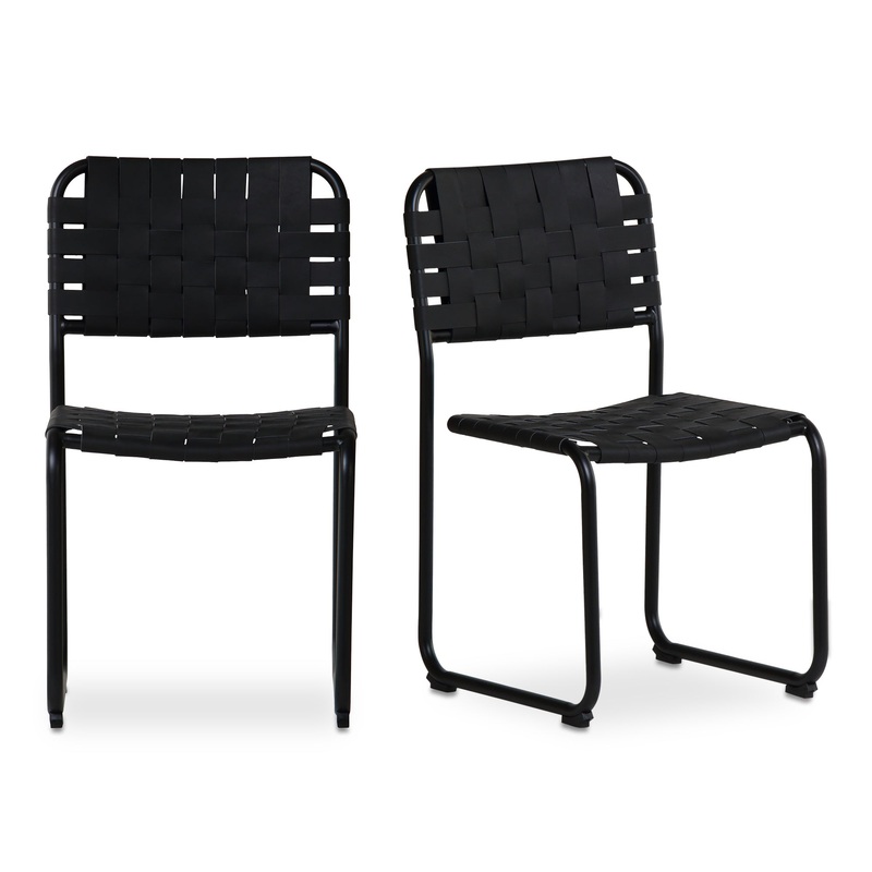Artisanal Woven Dining Duo – Elegant Iron & Leather Seats