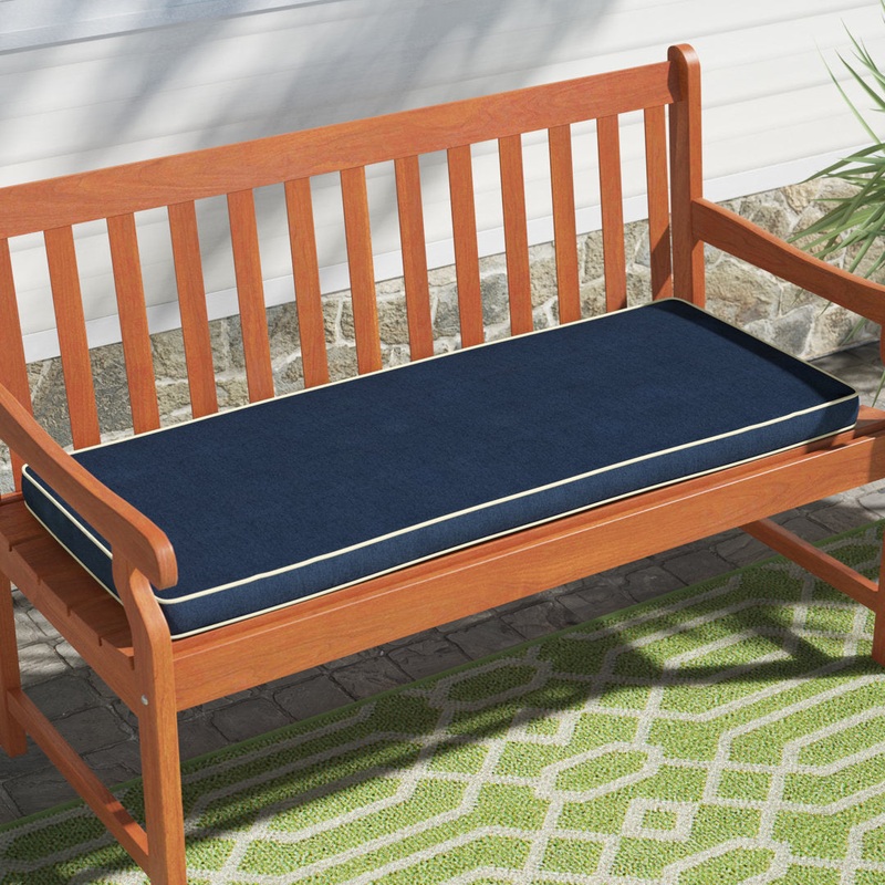 Indoor/Outdoor Bench Cushion Brayden Studio Color: Spectrum Indigo Sunbrella Size: 48″ W x 19″ D