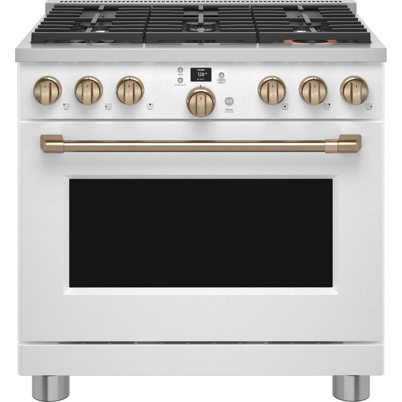 Cafe C2Y366P4TW2 Caf 36″ Smart Dual-Fuel Commercial-Style Range With 6 Burners (Natural Gas)