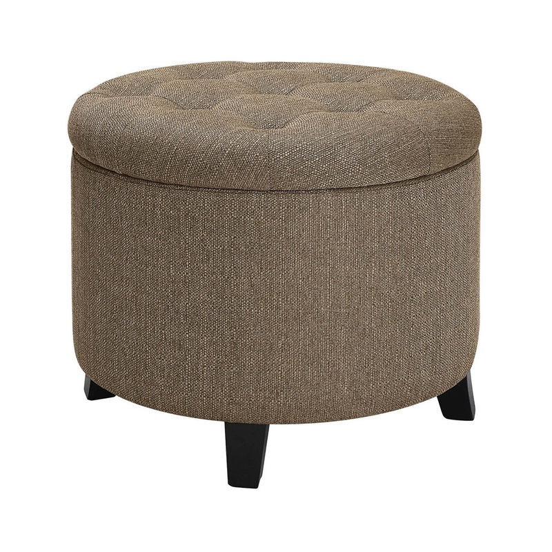 Avers 19.75″ Wide Tufted Round Storage Ottoman Andover Mills Fabric: Sandstone Fabric