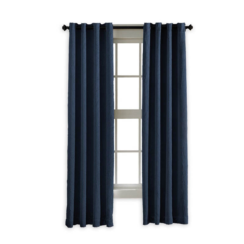 Curtainworks Manzano Solid Color Room Darkening Grommet Curtain Panel Charlton Home Curtain Color: Navy Size per Panel: 50″ W x 108″ L