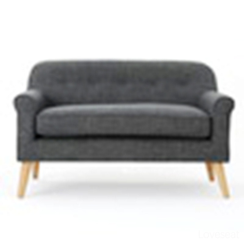 Deby 49.75″ Flared Arm Loveseat George Oliver Upholstery Color: Gray Fabric