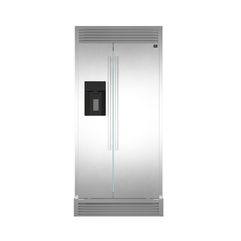 Forno FFRBI184440SG Salerno 36″ Side By Side 20 Cu.Ft Stainless Steel Refrigerator With Ice Maker & Decorative Grill