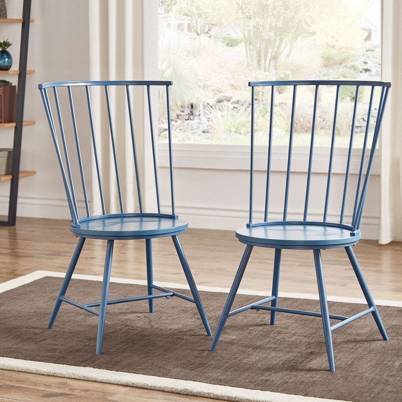 Kennamer Metal Slat Back Side Chair (Set of 2) Laurel Foundry Modern Farmhouse Color: Bluesteel