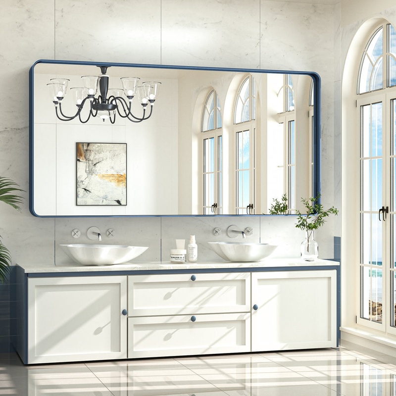 Tyro Bathroom Decorative Home Dcor Corner Hangs Bathroom Mirror Latitude Run Size: 36″ x 72″ Finish: White, Shape: Rectangle