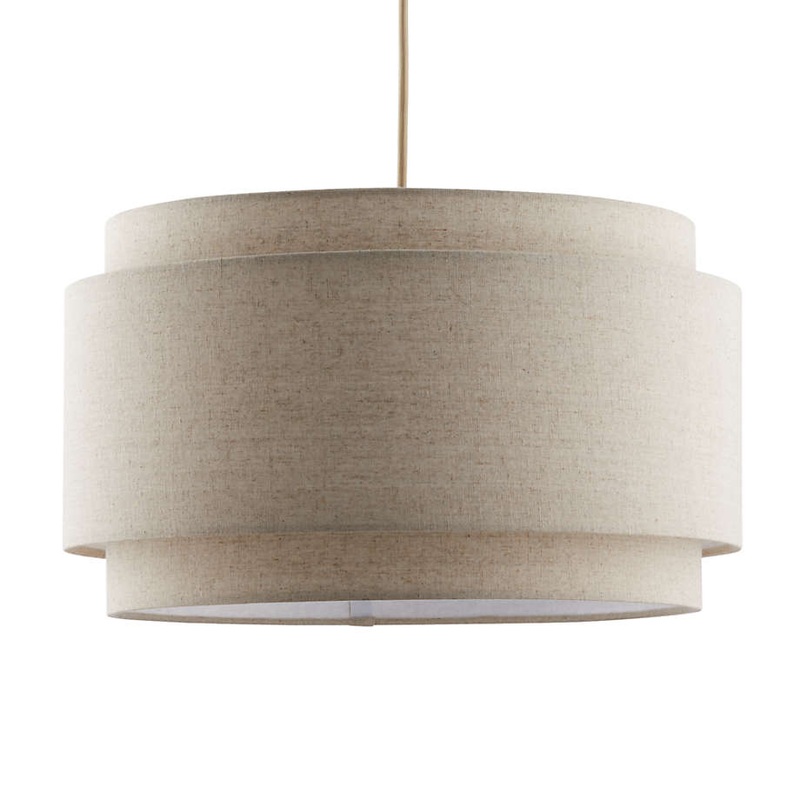 Avery Linen Double Drum Pendant Light