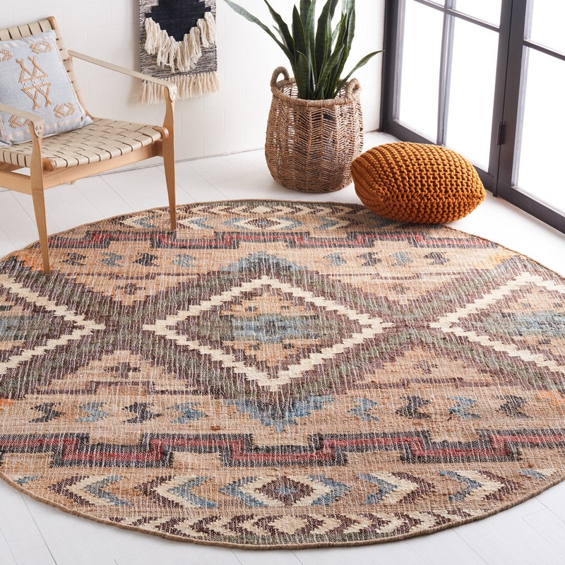Glynda Southwestern Handmade Flatweave Jute Tan Area Rug The Twillery Co. Rug Size: Round 7′