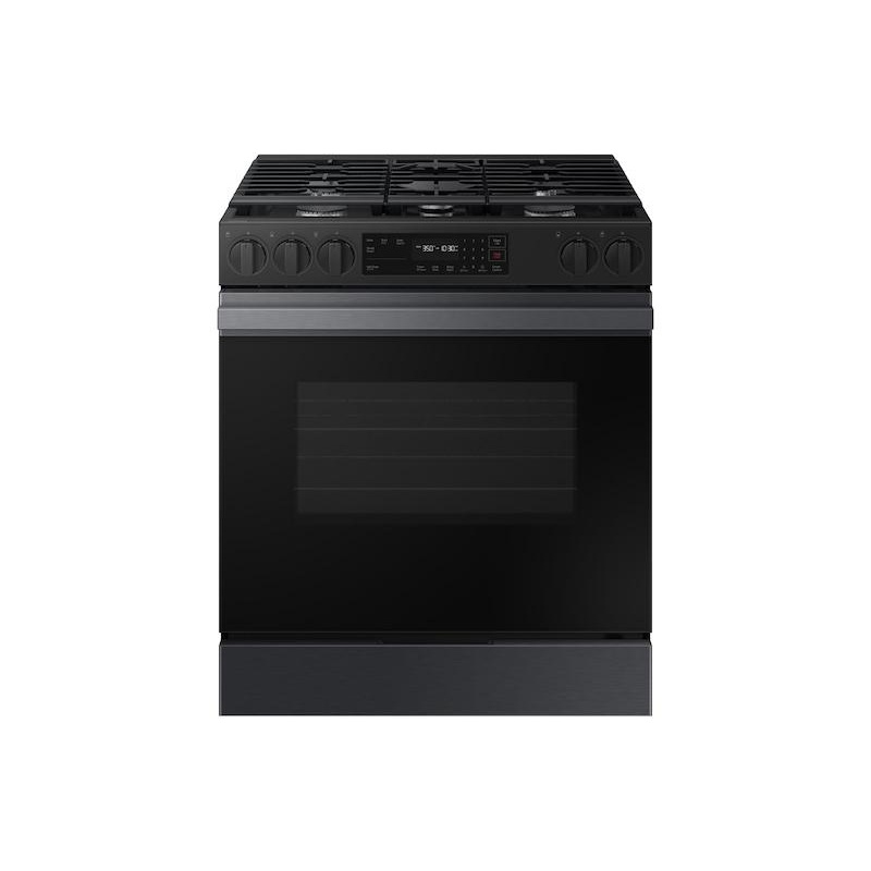 Samsung NSG6DG8100MT Bespoke 6.0 cu. ft. Smart Slide-In Gas Range with Precision Knobs in Matte Black Steel