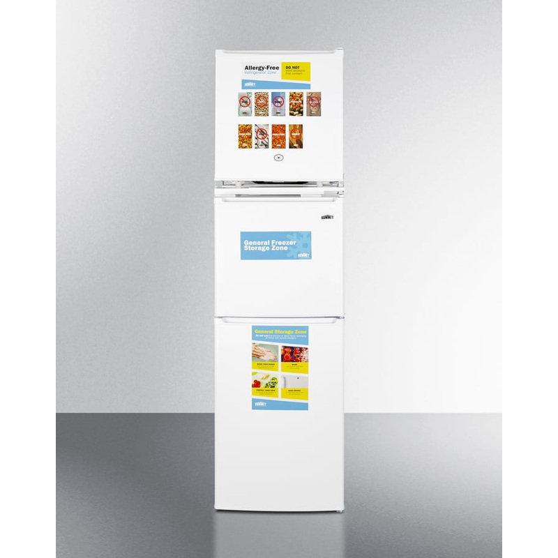 Summit AZRF7W Stacked Combination Of The Ffar23L Automatic Defrost All-Refrigerator With Lock And The Energy Star Certified Ff71Es Refrigerator-Freezer To Create An Allergy-Sensitive Zone And General Purpose Food And Beverage Storage