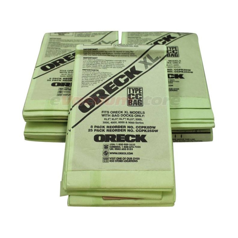 Oreck XL Type CC Hypo-Allergenic Vacuum Bags w/ dock – 25 pk