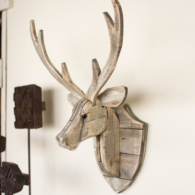 Recycled Wooden Deer Head Wall Hanging