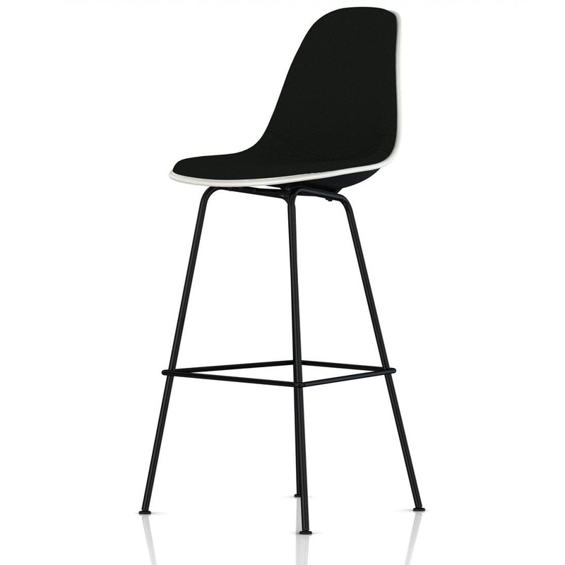 Eames Molded Plastic Upholstered Bar Stool