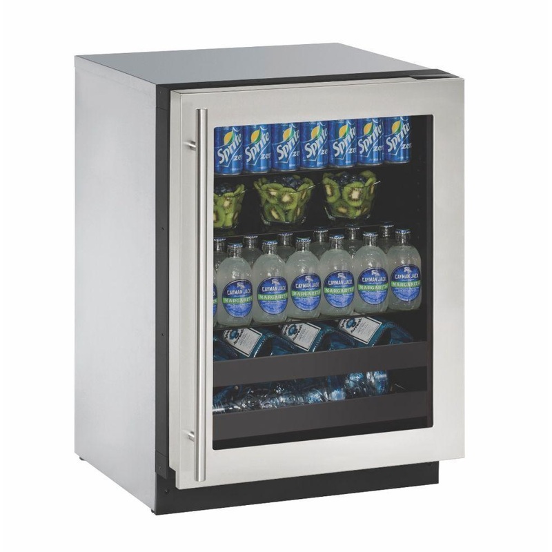 U-Line U2224BEVS15B 2224bev 24″ Beverage Center With Stainless Frame Finish and Left-hand Hinge Door Swing and Lock (115 V/60 Hz)