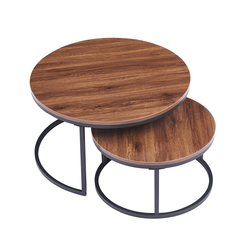Amyris 2 Piece Coffee Table Set Steelside Table Top Color: Brown, Table Base Color: Black