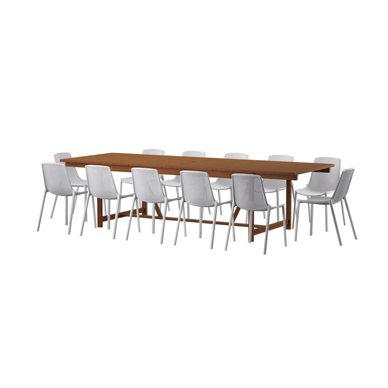 Askey Rectangular 12 – Person 118″ Long Dining Set Wade Logan Color: Dark Wood